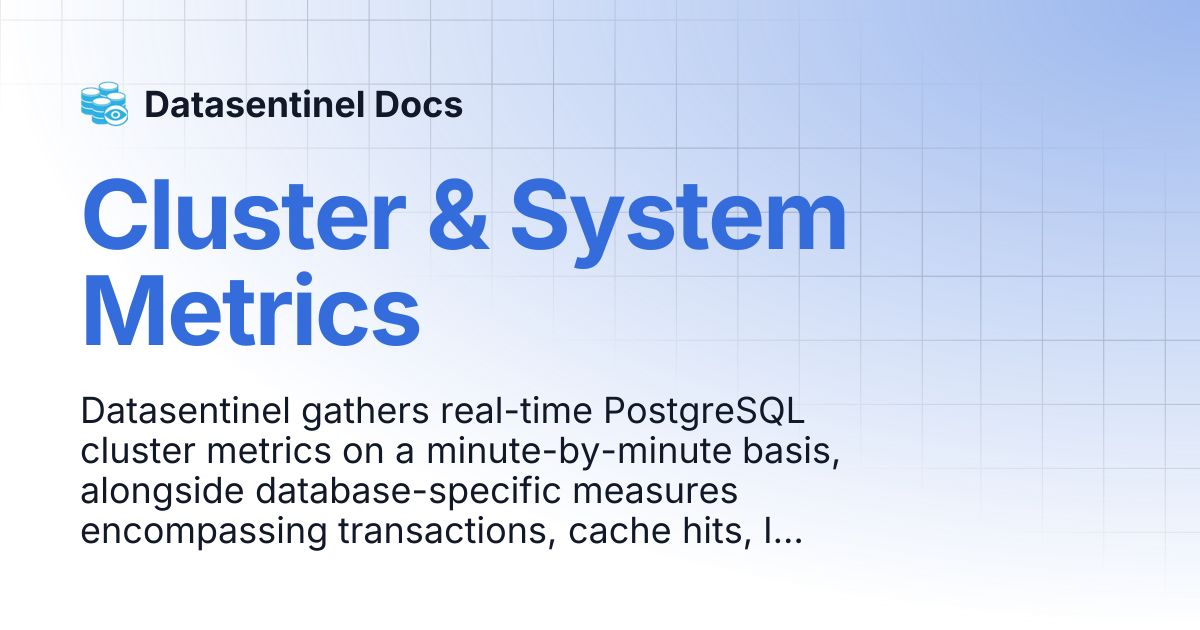 Cluster & System Metrics | Datasentinel Docs