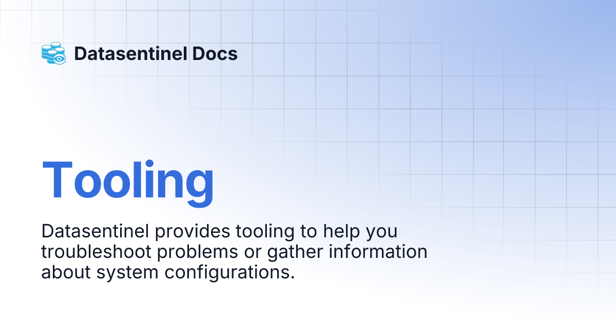 Tooling | Datasentinel Docs